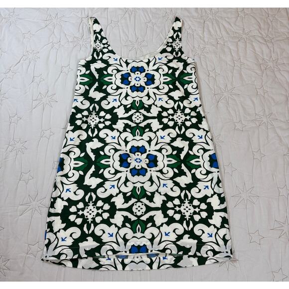 Boden Scoop Neck Shift Dress Trekking Green Opulent Pome Floral Size 6L - Picture 2 of 6